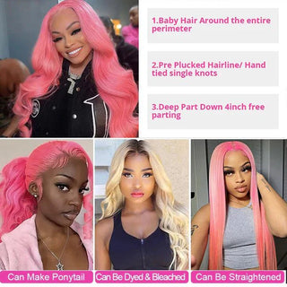 BODY WAVE 13X4 BARBIE PINK PRE-PLUCKED HD LACE HUMAN HAIR WIG - ALL BUNDLED UP HAIR SUPPLY