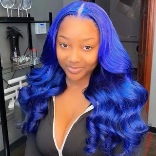 BODY WAVE BLUE HUMAN HAIR WIG - ALL BUNDLED UP HAIR SUPPLY