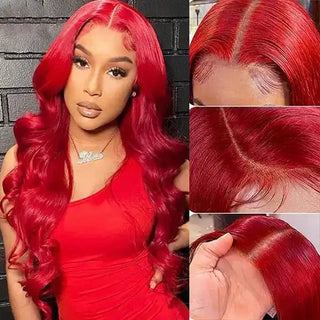 BODY WAVE RED HUMAN HAIR WIG - ALL BUNDLED UP HAIR SUPPLY