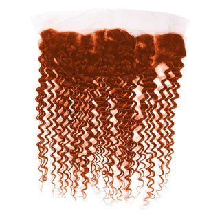 DEEP WAVE GINGER ORANGE HUMAN HAIR BUNDLES W/ CLOSURE #350 - ALL BUNDLED UP HAIR SUPPLY