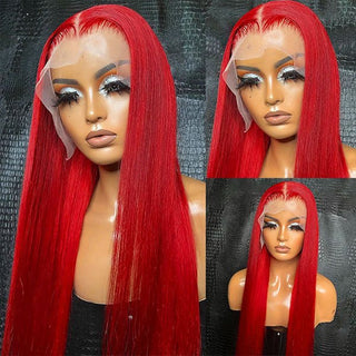 STRAIGHT RED LACE FRONT HUMAN HAIR WIG - ALL BUNDLED UP HAIR SUPPLY